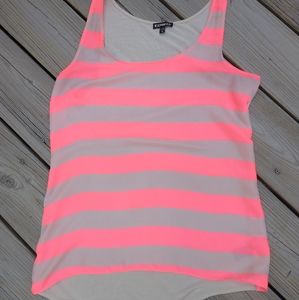 Express Neon Pink and Cream Stripped Top